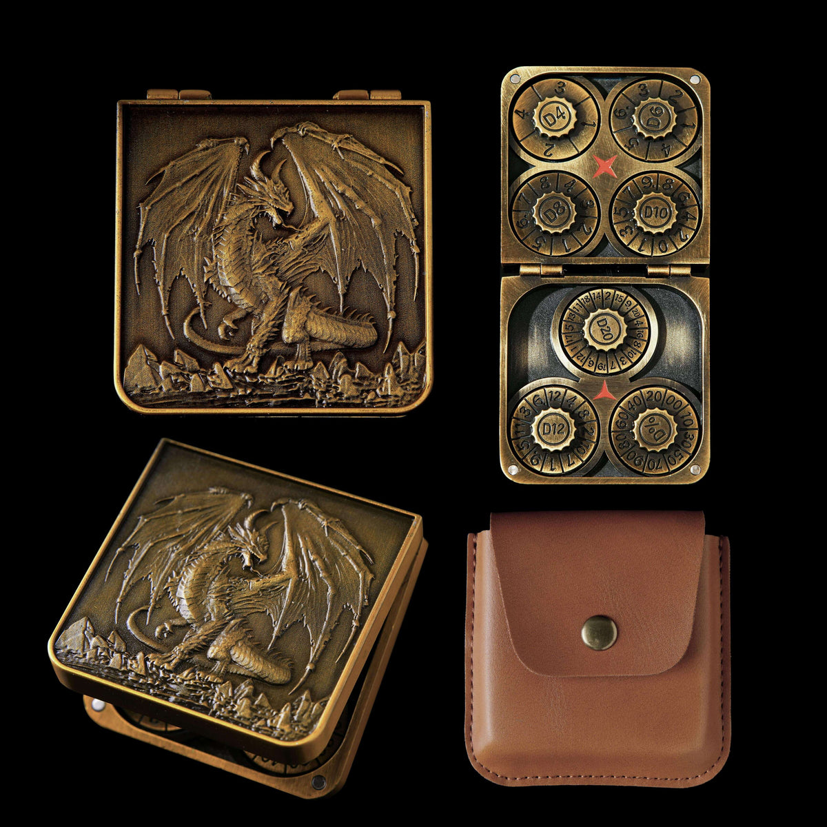 7-in-1 Foldable Dragon Spinner DND Metal Dice Set – Pocket-Sized & Durable with Full D4-D20 Range – Excellent Gift for Christmas and New Year & TTRPG Lovers