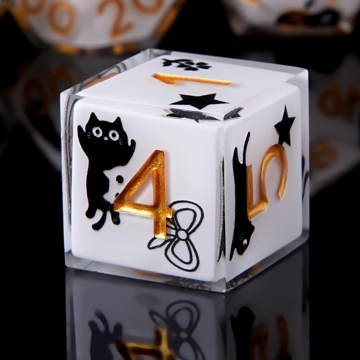 Black Cat Dice-in-Dice Resin Set – 7PCS Premium Polyhedral Dice for DND & TTRPG | Collector-Grade Gift for Cat Lovers