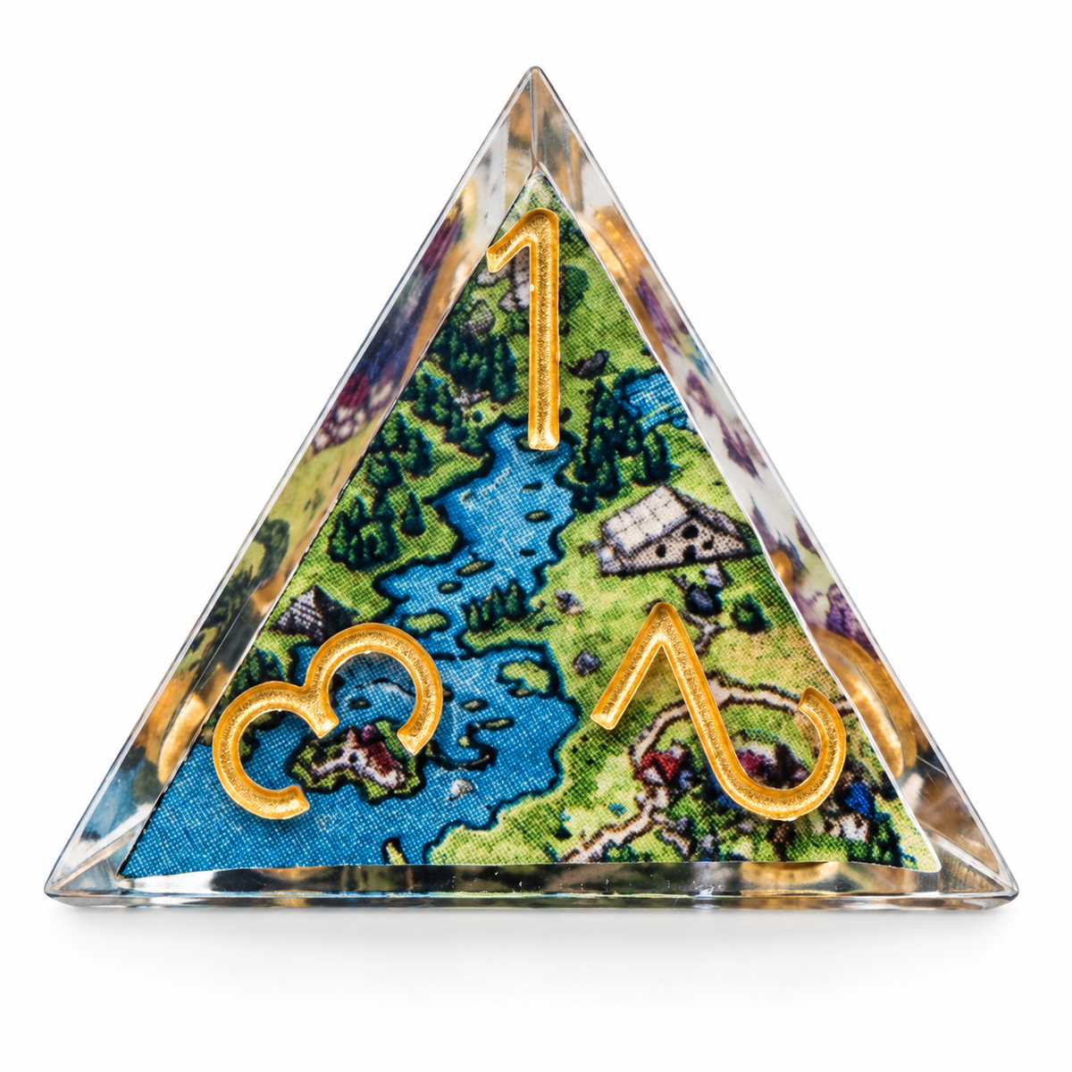 Adventure Map DND Dice Set – 7-Piece Sharp Edge Resin Dice with Gold Numbers