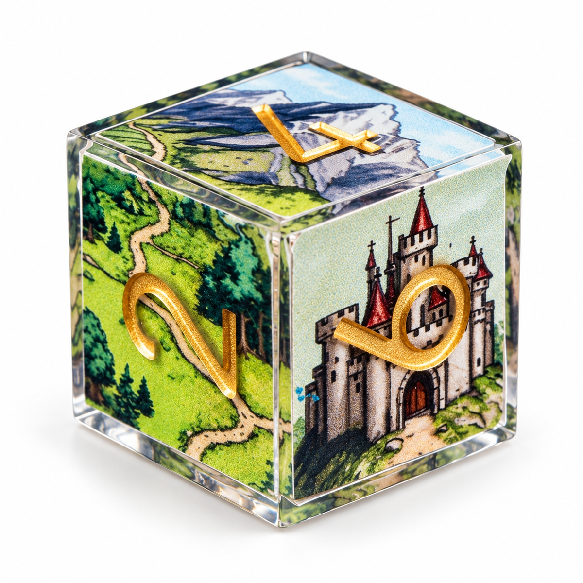 Adventure Map DND Dice Set – 7-Piece Sharp Edge Resin Dice with Gold Numbers